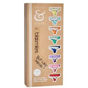 Bloomies Stripe & Stare Days Of The Week Panties Womens Small Set Of 8 Lace Trim